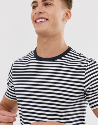 Jack & Jones – Premium – Marinblå randig t-shirt