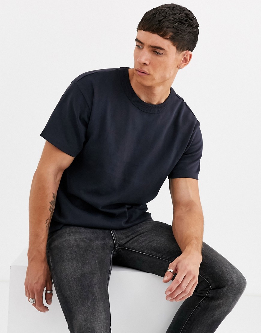 Jack & Jones – Premium – Marinblå t-shirt med rund halsringning