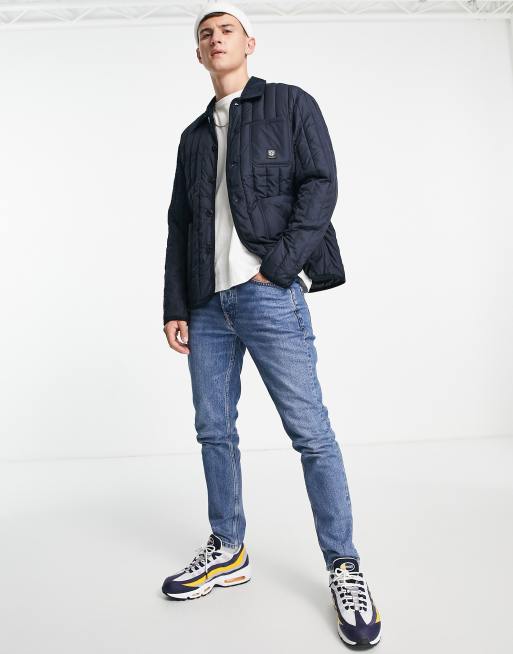 Jack & Jones - Premium - Marineblå quiltet arbejdsjakke med fløjlskrave, 2 af 4