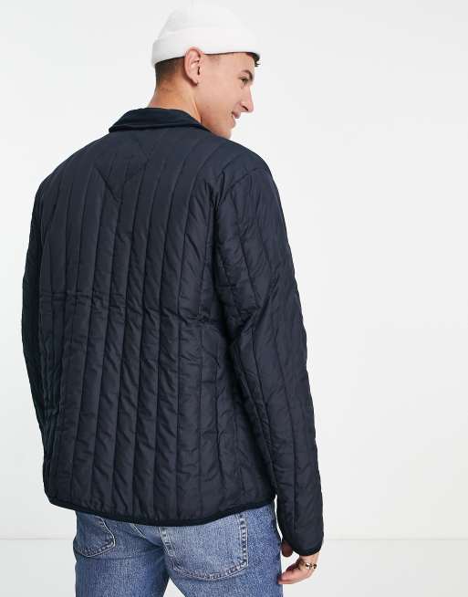 Jack & Jones - Premium - Marineblå quiltet arbejdsjakke med fløjlskrave, 4 af 4