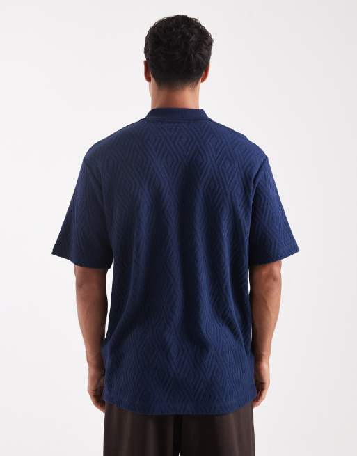 Jack & Jones - Premium - Marineblå strikket polotrøje med korte ærmer, 4 af 5