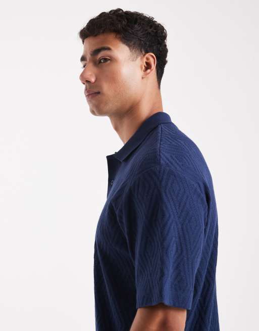 Jack & Jones - Premium - Marineblå strikket polotrøje med korte ærmer, 5 af 5
