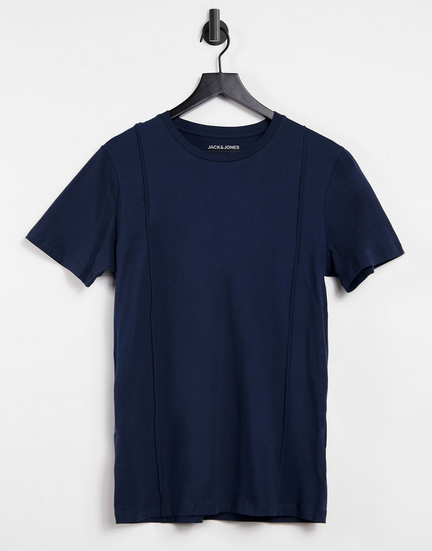 Jack & Jones - Premium - Marineblå T-shirt med pintucks