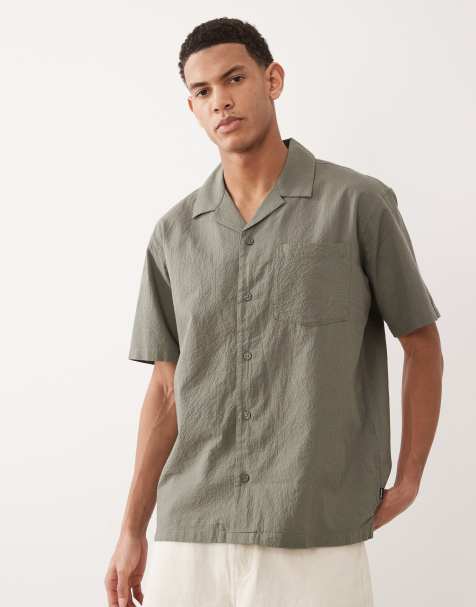 Jack & Jones Premium – Oliwkowa koszula z krótkimi rękawami z kory - view 1