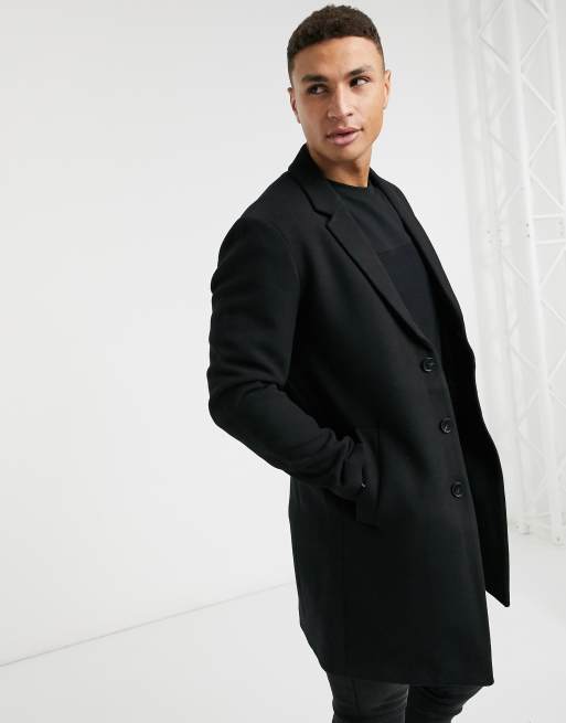 Jack & Jones Premium overcoat in black | ASOS