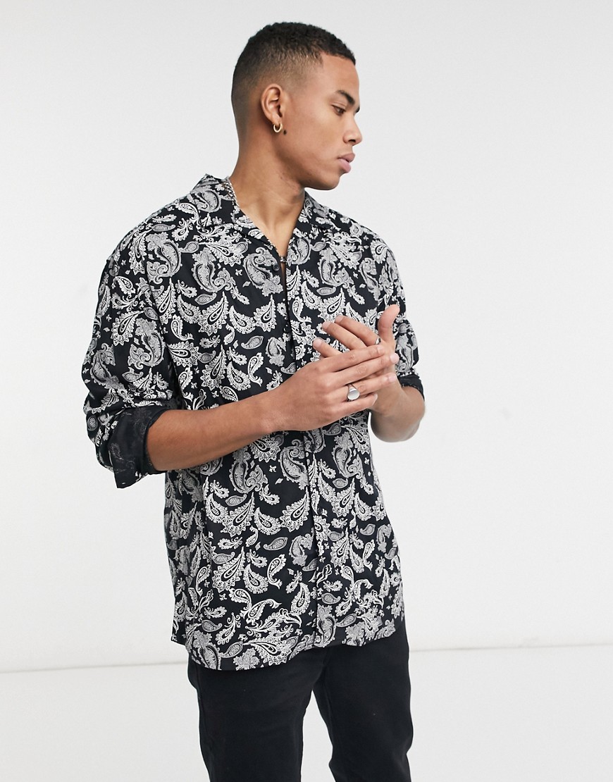 Jack & Jones - Premium overhemd met paisley motief in zwart
