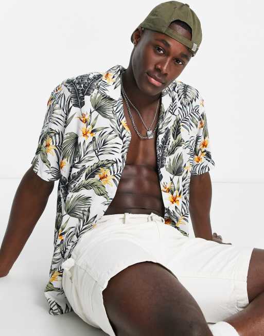 Jack & Jones - Premium - Overhemd met reverskraag en bloemenprint in wit