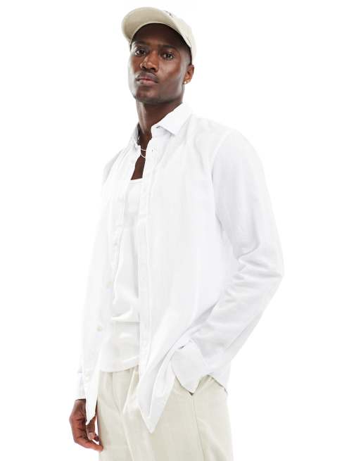 Jack & Jones Premium - Overhemd van linnen in wit 