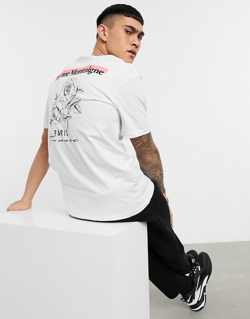 Jack & Jones Premium Oversize T-shirt With Rose Print In White