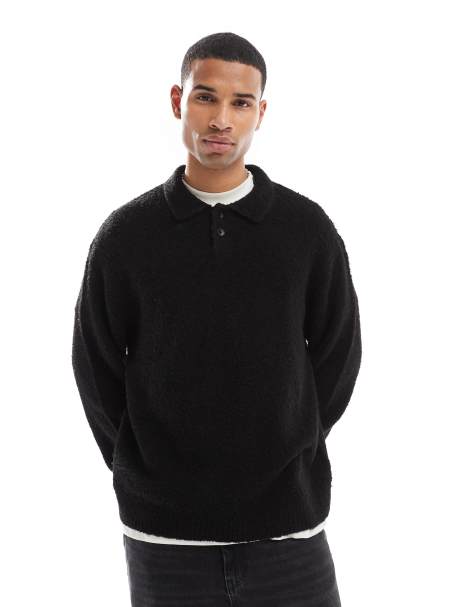 Jack & Jones - Premium - Oversized bouclé polotrui in zwart - view 1