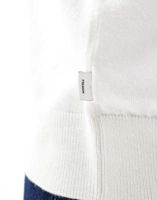 Jack & Jones Premium Oversized Crew Neck Knitted T-shirt In White