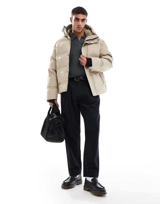 Jack & Jones - Premium - Oversized gewatteerd jack in beige , 2 van 4