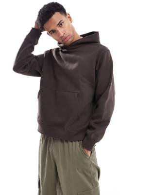 Jack & Jones Premium oversized heavy weight hoodie in chcolate brown
