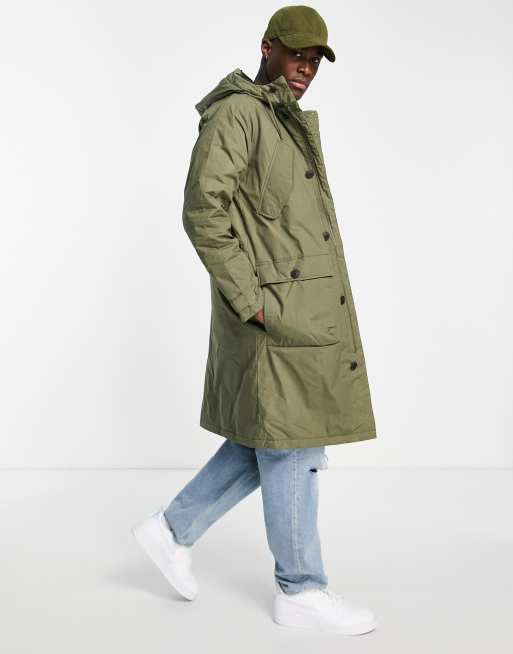 Jack Jones Premium oversized long parka coat in khaki ASOS