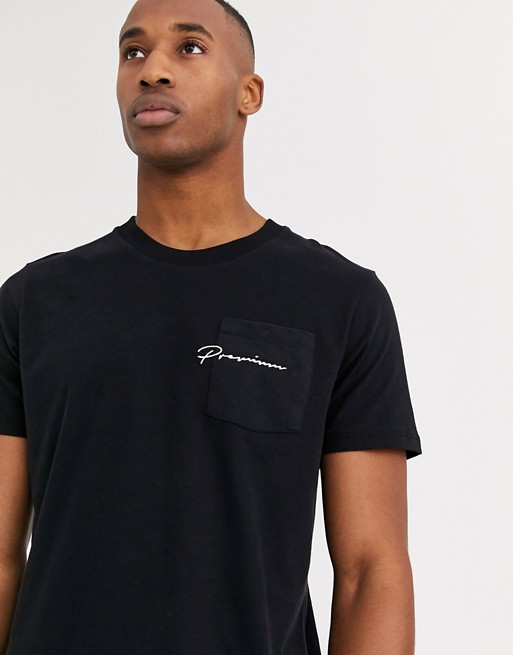 Jack & Jones Premium oversized script logo t-shirt in black