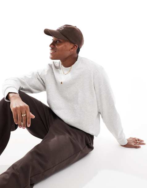 Jack & Jones - Premium - Oversized sweatshirt met ronde hals van 400gsm zware stof in gemêleerd lichtgrijs - view 1