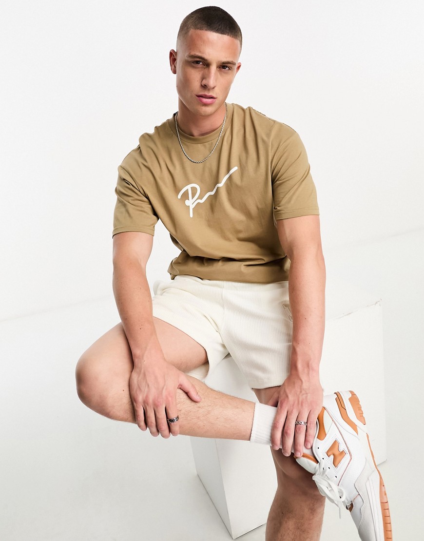 Jack & Jones Premium oversized T-shirt with logo in beige-Neutral