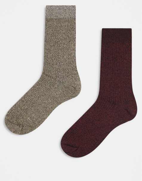 Jack & Jones - Premium - Pakke med 2 par sokker i bordeaux/gråbrun - view 1