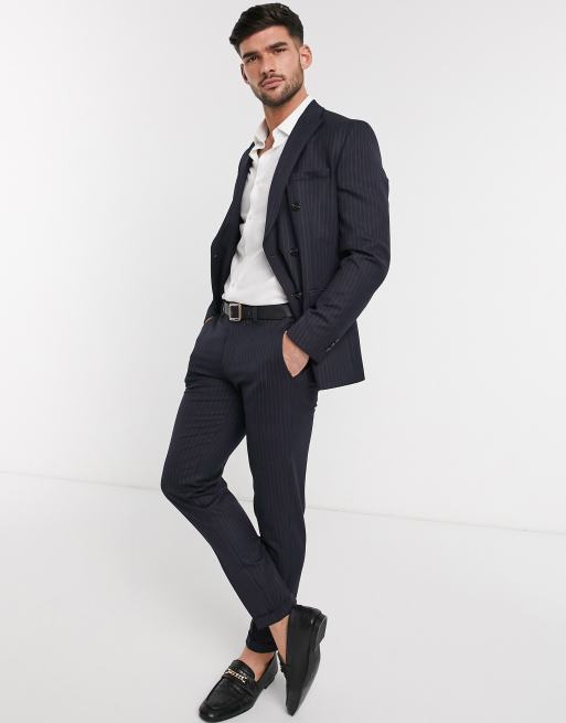 Jack & Jones Premium - Costume croisé à fines rayures - Bleu marine, 2 de 2
