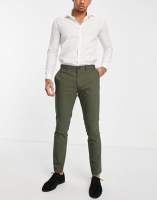 Costumes Jack & Jones Premium - Pantalon de costume coupe slim en satin - Vert