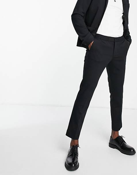 Mode Costumes Pantalons de costume Esprit Pantalon de costume noir-blanc motif ray\u00e9 style d\u2019affaires 