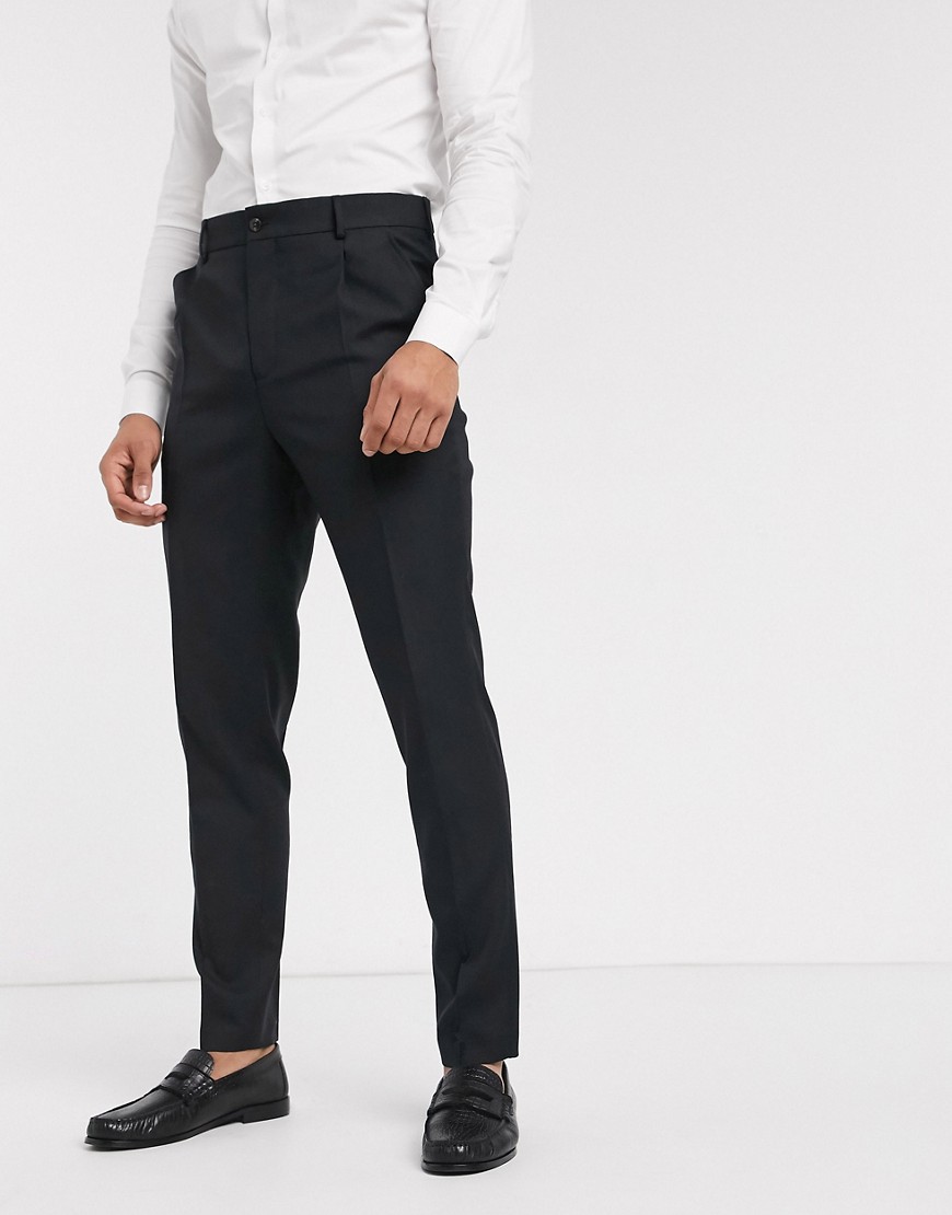 Jack & Jones Premium - Pantaloni da abito eleganti neri a vita alta-Nero