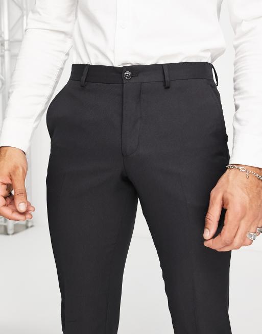 Jack & Jones Premium - Pantaloni da abito neri stretch super slim in misto lana, 3 di 4