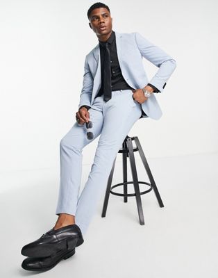 Jack & Jones Premium slim fit suit trousers in light blue  - ASOS Price Checker
