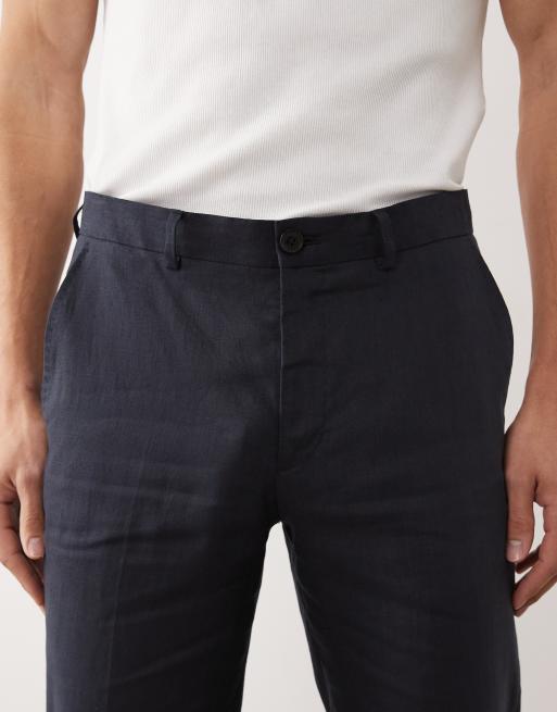 Jack & Jones Premium - Pantaloni da abito slim in puro lino blu navy in coordinato, 5 di 5