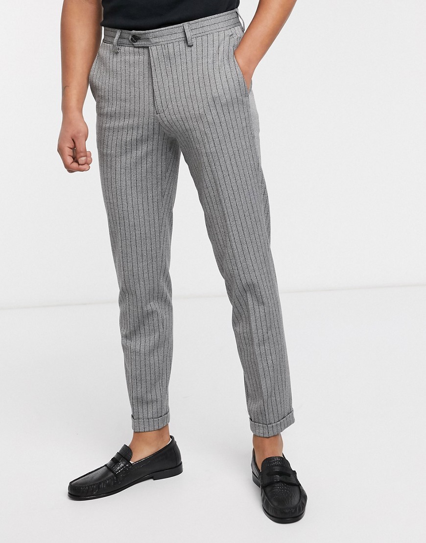 Jack & Jones Premium - Pantaloni eleganti gessati grigi-Grigio