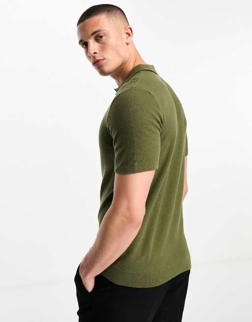 Jack Jones Premium pique polo in khaki