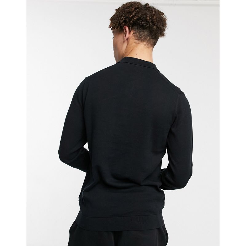 Uomo  Jack & Jones Premium - Polo a maniche lunghe in maglia, colore nero