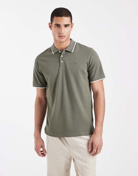 Jack & Jones - Premium - Polo avec col à liserés - Vert olive - view 1