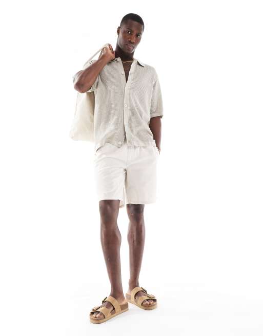 Jack & Jones - Premium - Polo met textuur en knoopsluiting in crème, 3 van 4