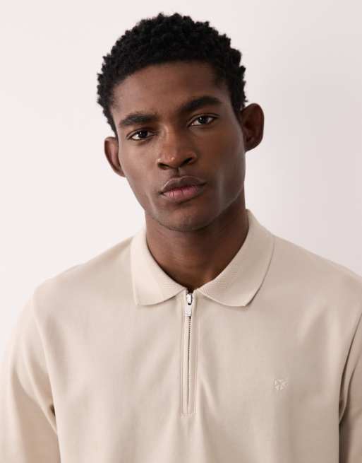 Jack & Jones Premium – Polo-Oberteil in Beige mit Reißverschluss, 3 von 5