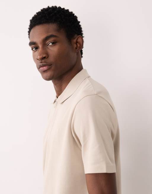 Jack & Jones Premium – Polo-Oberteil in Beige mit Reißverschluss, 4 von 5