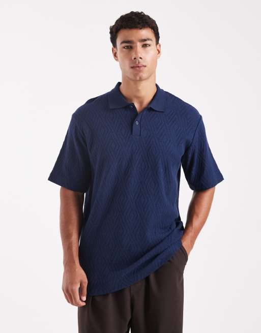 Jack & Jones Premium - Polo premium a maniche corte in maglia color blu navy