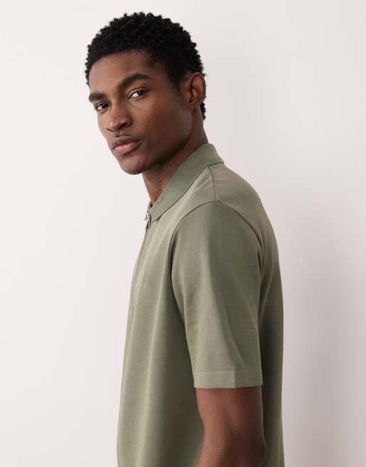 Jack & Jones Premium - Polo verde scuro con zip, 4 di 5