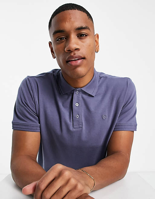 Men Jack & Jones Premium polo with chest embroidey in blue 