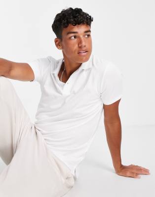 Jack & Jones Essentials Slim Fit Pique Logo Polo In White In White