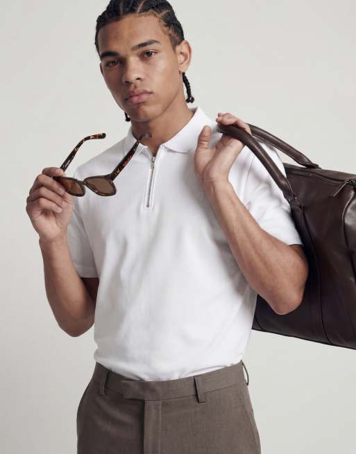 Jack & Jones Premium - Polotop met rits in wit, 2 van 4