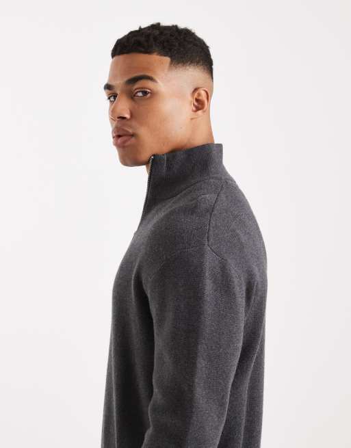 Jack & Jones - Premium - Pull à col zippé - Gris foncé, 4 de 5