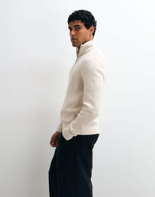 Jack & Jones premium pull en maille zippé 1/4 blanc cassé, 3 de 5