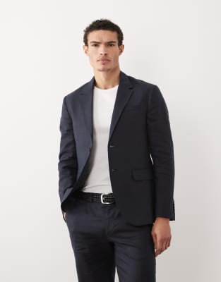 Jack & Jones Premium pure linen slim suit jacket in navy - part of a set