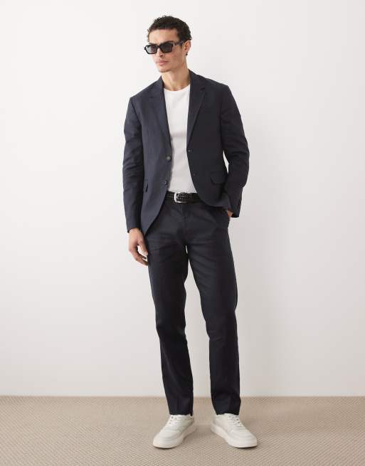 Jack & Jones Premium pure linen slim suit jacket in navy - part of a set, 2 of 5
