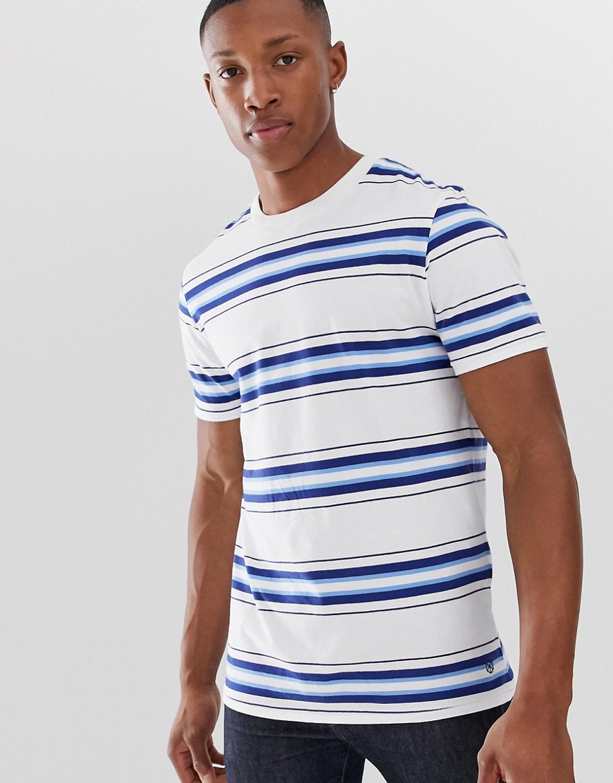 Jack & Jones – Premium – Randig t-shirt-Vit