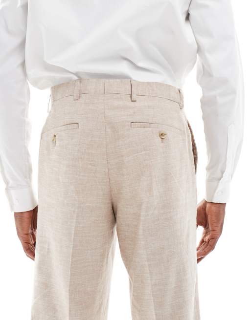 Jack & Jones Premium relaxed fit linen mix suit pants in beige, 4 of 5