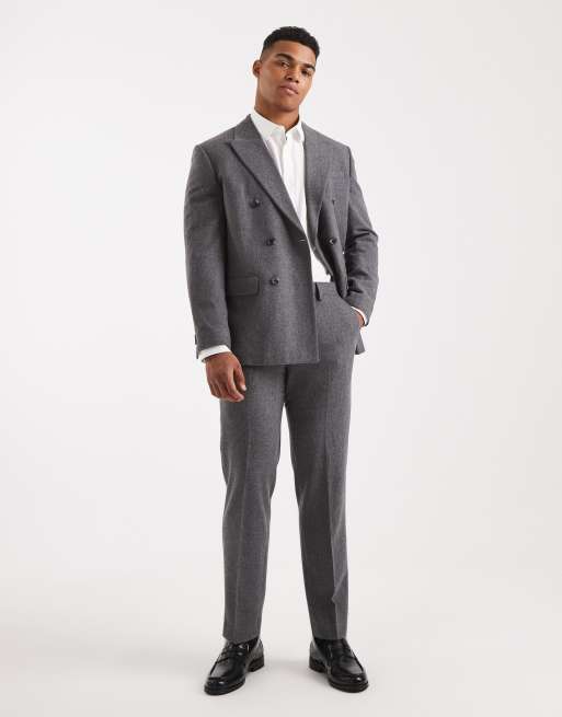 Jack & Jones Premium relaxed wool suit bottoms in gray