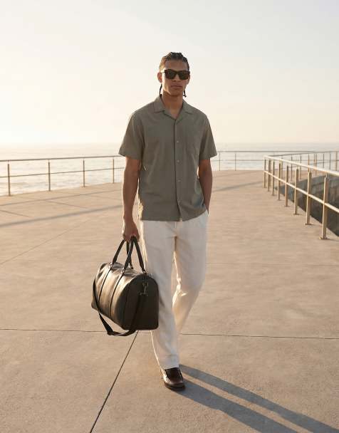 Jack & Jones - Premium - Røgfarvet olivengrøn skjorte i seersucker med korte ærmer - view 1