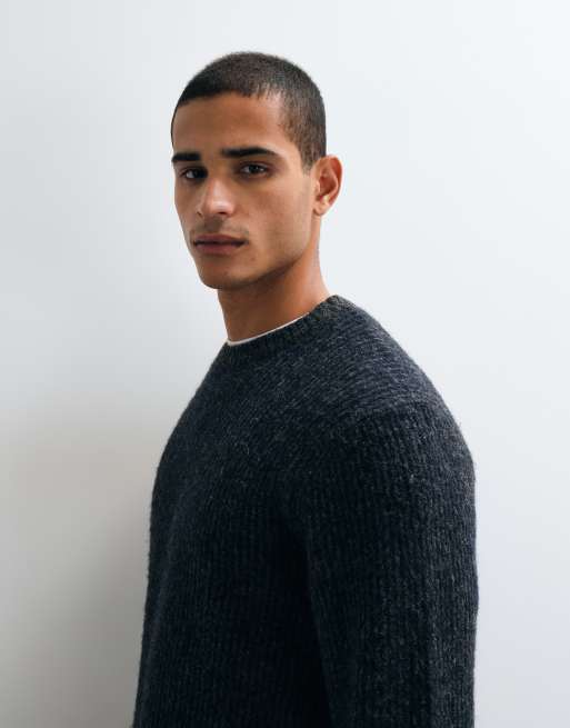 Jack & Jones premium rib knit sweater in gray and navy, 5 of 5